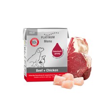 PLATINUM Menu Adult, XS-XL, Vită și Pui, tetra pack hrană umedă fără cereale câini, (în suc propriu), 185g - 1