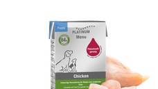 PLATINUM Menu Puppy, XS-XL, Pui, tetra pack hrană umedă fără cereale câini junior, (în suc propriu), 185g