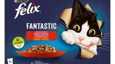 PURINA Felix Fantastic, 2 arome (Vita și Pui), pachet mixt, plic hrană umedă pisici, (în aspic), 85g x 4