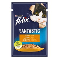 PURINA Felix Fantastic, Pui, hrană umedă pisici, (în aspic) PURINA Felix Fantastic, Pui, plic hrană umedă pisici, (în aspic), 85g - 1
