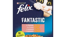 PURINA Felix Fantastic, Somon, hrană umedă pisici, (în aspic) PURINA Felix Fantastic, Somon, plic hrană umedă pisici, (în aspic), 85g