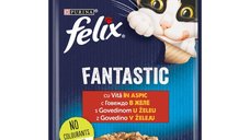 PURINA Felix Fantastic Vită, hrană umedă pentru pisici în aspic, 85g