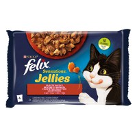PURINA Felix Sensations, 2 arome (Vită și Pui), pachet mixt, plic hrană umedă pisici, (în aspic), 85g x 4 - 1
