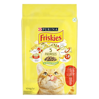 PURINA Friskies Adult, Vită și Pui cu Legume, hrană uscată pisici, 10kg - 1