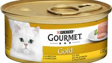 PURINA Gourmet Gold Mousse, Pui, conservă hrană umedă pisici, (pate), 85g