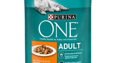 PURINA One Adult, Pui cu Fasole Verde, plic hrană umedă pisici, (în sos), 85g