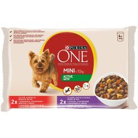 PURINA One Mini Active, 2 arome, multipack plic hrană umedă câini, activitate intensă, (în sos), 100g x 4 PURINA One Mini Active, 2 arome, multipack plic hrană umedă câini, activitate intensă, (în sos), 85g x 4 - 1