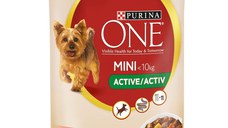 PURINA One Mini Active, Vită cu Cartofi, hrană umedă câini, activitate intensă, (în sos) PURINA One Mini Active, Vită cu Cartofi, plic hrană umedă câini, activitate intensă, (în sos), 85g