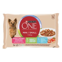 PURINA One Mini Controlul Greutății, 2 arome, mulipack plic hrană umedă câini, (în sos), 100g x 4 PURINA One Mini Controlul Greutății, 2 arome, mulipack plic hrană umedă câini, (în sos), 85g x 4 - 1