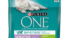 PURINA One Sensitive, Curcan cu Orez, hrană uscată pisici, sensibilități digestive, 800g