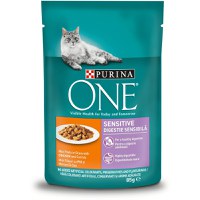 PURINA One Sensitive, Pui cu Morcov, hrană umedă pisici, sensibilități digestive, (în sos) PURINA One Sensitive, Pui cu Morcov, plic hrană umedă pisici, sensibilități digestive, (în sos), 85g - 1