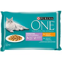 PURINA One Sensitive, Pui/Ton, pachet mixt plic hrană umedă pisici, sensibilități digestive, (în sos), 85g x 4 - 3