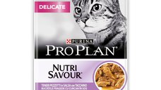 PURINA Pro Plan Delicate Nutrisavour, Curcan, hrană umedă pisici, sensibilități digestive, (în sos) PURINA Pro Plan Delicate Nutrisavour, Curcan, plic hrană umedă pisici, sensibilități digestive, (în sos), 85g