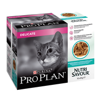 PURINA Pro Plan Delicate Nutrisavour, Pește oceanic, hrană umedă pisici, sensibilități digestive, (în sos) PURINA Pro Plan Delicate Nutrisavour, Pește oceanic, pachet economic plic hrană umedă pisici, sensibilități digestive, (în sos), 85g x 10 - 10