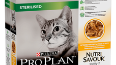 PURINA Pro Plan Sterilised Nutrisavour, Pui, hrană umedă pisici sterilizate, (în sos) PURINA Pro Plan Sterilised Nutrisavour, Pui, pachet economic plic hrană umedă pisici sterilizate, (în sos), 85g x 10