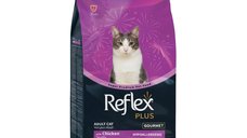 REFLEX Plus Gourmet Multicolor pentru Pisici cu Apetit Capricios - Hrană Uscată cu Pui, 15kg