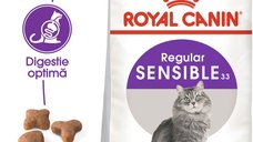 ROYAL CANIN Sensible Adult, hrana uscata pentru pisici, digestie optima, 10kg + 2kg CADOU