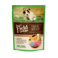 SAM'S FIELD Puppy, XS-XL, Curcan și Somon, plic hrană umedă fără cereale câini junior, (în aspic), 260g - 2