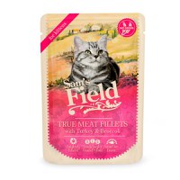 SAM'S FIELD True Meat Fillets Kitten, Curcan și Broccoli, plic hrană umedă fără cereale pisici junior, (în sos), 85g - 2