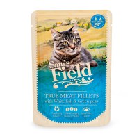 SAM'S FIELD True Meat Fillets, Pește alb, plic hrană umedă fără cereale pisici, (în sos), 85g - 1