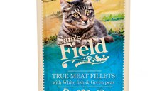 SAM'S FIELD True Meat Fillets, Pește alb, plic hrană umedă fără cereale pisici, (în sos), 85g