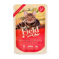 SAM'S FIELD True Meat Fillets Sterilised, Vită, plic hrană umedă fără cereale pisici sterilizate, (în sos), 85g - 2