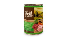 SAM'S FIELD True Meat For Puppies, XS-XL, Pui și Vițel, conservă hrană umedă fără cereale câini junior, (în aspic), 400g