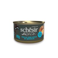 SCHESIR After Dark, Pui și Ou de Prepeliță, conservă hrană umedă fără cereale pisici, (în supă), 80g - 1