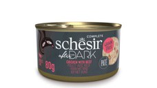SCHESIR After Dark, Pui și Vită, conservă hrană umedă fără cereale pisici, (în supă), 80g