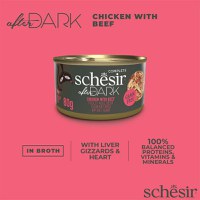 SCHESIR After Dark, Pui și Vită, conservă hrană umedă fără cereale pisici, (în supă), 80g - 7