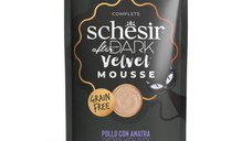 SCHESIR After Dark Velvet Mousse, Pui și Rață, plic hrană umedă fără cereale pisici, (mousse), 80g