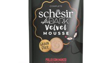 SCHESIR After Dark Velvet Mousse, Pui și Vită, plic hrană umedă fără cereale pisici, (mousse), 80g