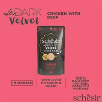 SCHESIR After Dark Velvet Mousse, Pui și Vită, plic hrană umedă fără cereale pisici, (mousse), 80g - 7