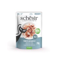 SCHESIR Complementary In Jelly, Pui și Merluciu, plic hrană umedă pisici, (în aspic), 70g - 1