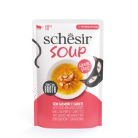 SCHESIR Complementary Soup, Somon și Morcov, plic hrană umedă fără cereale pisici, (în supă), 40g - 2