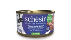 SCHESIR Complete Nutrition, Ton și Vită, conservă hrană umedă pisici, (în aspic), 85g
