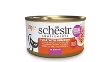 SCHESIR In Broth, Ton și dovleac, conservă hrană umedă pisici, (în supă), 70g
