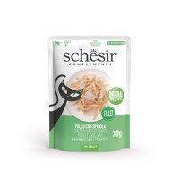 SCHESIR In Jelly, Pui și Biban, plic hrană umedă pisici, (în aspic), 70g - 2