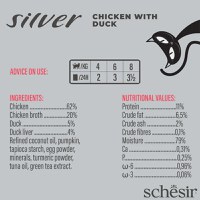 SCHESIR Silver Mousse & Fillet, Pui și Rață, conservă hrană umedă fără cereale pisici senior, (mousse), 70g - 5