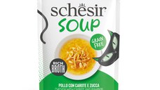 SCHESIR Soup, Pui și dovleac, plic hrană umedă fără cereale pisici, (în supă), 40g