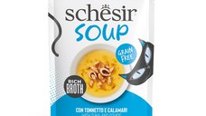 SCHESIR Soup, Ton și Calamar, plic hrană umedă fără cereale pisici, (în supă), 40g