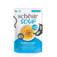 SCHESIR Soup, Ton și Calamar, plic hrană umedă fără cereale pisici, (în supă), 40g - 2