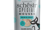 SCHESIR Special Skin & Coat, Somon și Pui, plic hrană umedă fără cereale pisici, piele & blană, (mousse), 70g