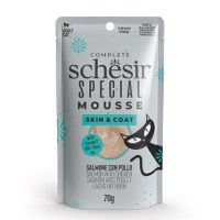 SCHESIR Special Skin & Coat, Somon și Pui, plic hrană umedă fără cereale pisici, piele & blană, (mousse), 70g - 1