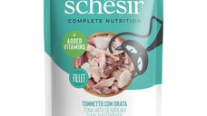 SCHESIR, Ton și Doradă, plic hrană umedă pisici, (în aspic), 85g