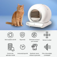 SHAW Smart V3, litieră automată pisici, cu filtru, auto-curățare, aplicație mobilă, ionizare, alb, 48x50.1 cm - 5