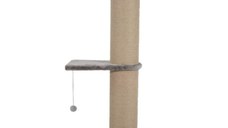 SHAW, stâlp de zgâriat cilindric pisici, 1 etaj, MDF și sisal, elemente de zgâriat, elemente atârnate, gri, 50x50x106cm