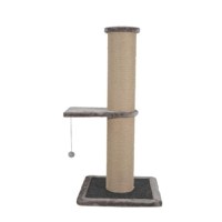 SHAW, stâlp de zgâriat cilindric pisici, 1 etaj, MDF și sisal, elemente de zgâriat, elemente atârnate, gri, 50x50x106cm - 2