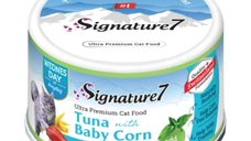 SIGNATURE7 Ton cu Baby Corn pentru Pisici, Conserva Umeda Fara Cereale, 70g