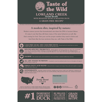 TASTE OF THE WILD Lowland Creek, Prepeliță și Rată, hrană uscată fără cereale pisici, 2kg - 3